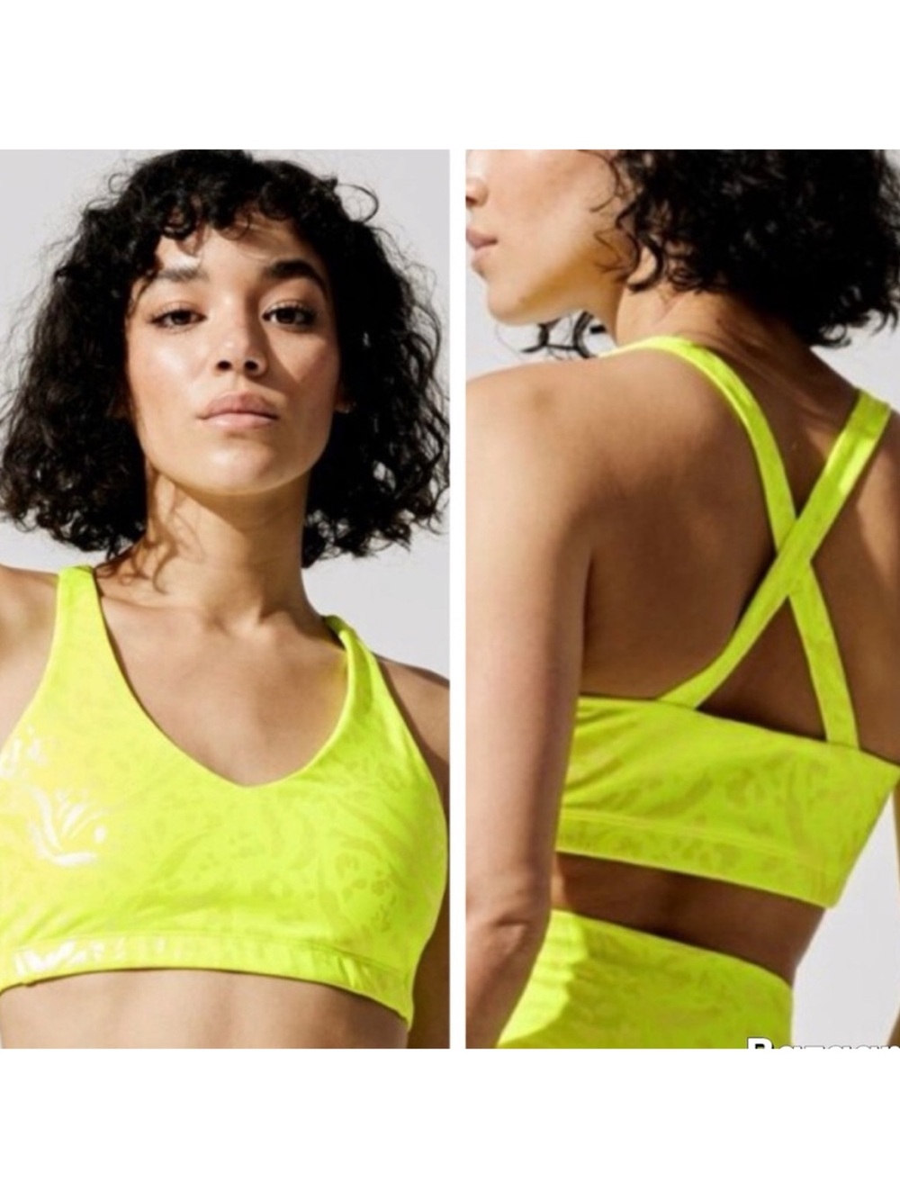Carbon38 Neon Lime Cross-Back Sports Bra and Leggings